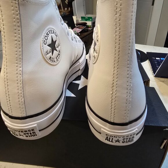 Converse Chuck Taylor All Star Platform WHITE Leather High Top MENS SIZE 10 NEW - Picture 6 of 13
